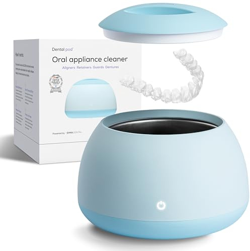 Zima Dental Pod Sky Blue, macchina per la pulizia di apparecchi ortodontici ad ultrasuoni, allineatore, paradenti, pulitore per protesi, igiene orale dentale, approvato FSA HSA