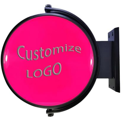 FXNFXLA Caja De Luz LED Letreros Comerciales Letrero Luminoso Personalizado, Caja De Luz Redonda De Doble Cara, Letrero Publicitario Impermeable para Bares, Hoteles, Uso En Exteriores