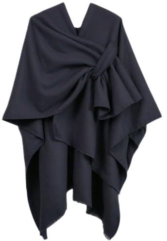 Ehuihuan Poncho Mujer, Capa Mujer Invierno Elegante, Bufanda de Cardigan Talla Única, Poncho Estola, Dama de Capa Reversible, 130x150cm (FR/ES, Letras, Talla única, Regular, Regular, Negro)