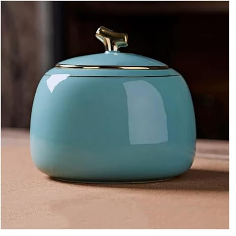 Vintage keramik teburk，tecaddie,köksförvaring,porslinsteburk for löst te glänsande keramisk teburk Teburk Teförvaringsbehållare Burkburk 800ML Teförvaring forts.(Sky Blue)