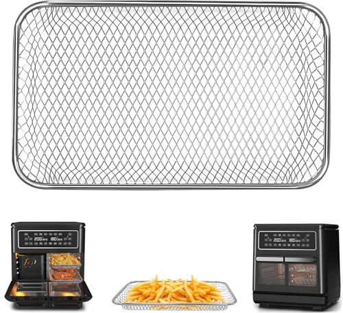 GWYXC 2 Packs Air Fryer Replacement Parts for Breville Halo Flexi Air Fryer, 25.4×17.3×2.9CM Small Size Mesh Tray, Stainless Steel Accessories Roasting Steamer Grill Racks Baking Tray, Dishwasher Safe