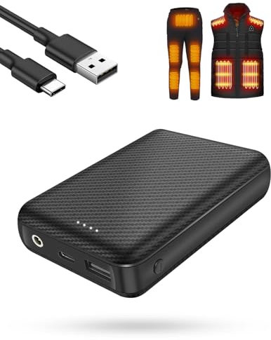 FERNIDA Bärbart 7,4 V 10 000 mAh batteri med USB- och DC-kontakt, powerbank för uppvärmda kläder, uppvärmd väst, uppvärmda byxor och mobil elektrisk enhet