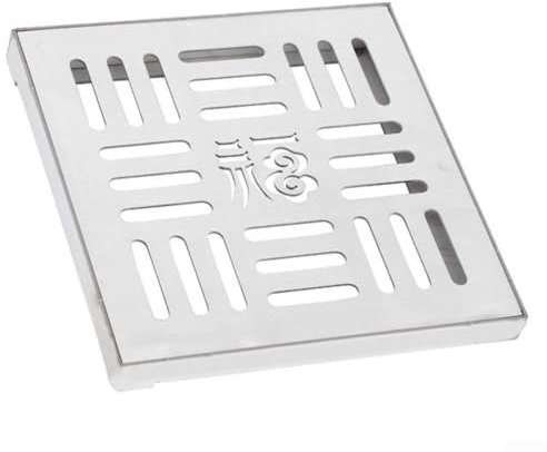 Tapa de rejilla cuadrada de drenaje de acero inoxidable, rejilla de drenaje con marco, para calzadas, jardines (200 x 200 x 20 x 2 mm)