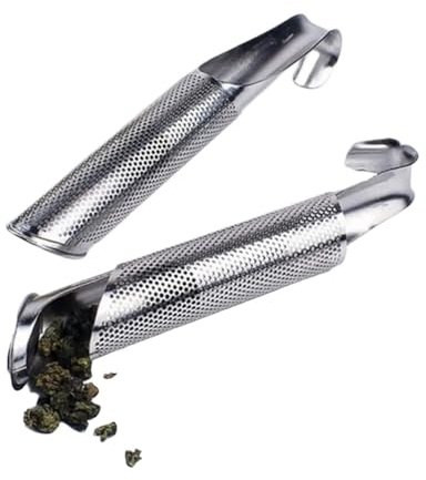 Infusor de té de acero inoxidable creativo con forma de tubo de metal, filtro colgante para taza y tetera