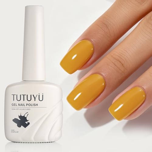 TUTUYU Autumn Yellow Gel Nail Polish | Easy One Pull Coverage, Colourfast Color and Autumn Season Must Have for Festive Nails/Office Wear