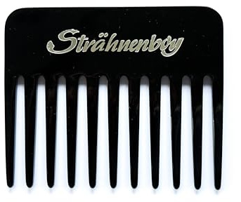 Strenboy lockkam handgjord svart 9 cm 11 spetsar slingkam afrokam grov tänder (9 bl)