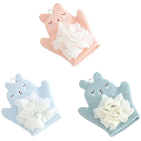 COLLBATH 3 pièces de Bain Garçon Fille Cartoon pour Exfoliation Doux et Moussants Lavage Corps pour Garçon Fille Outil Bain et Délicat Couleur Aléatoire Couleur Aléatoire