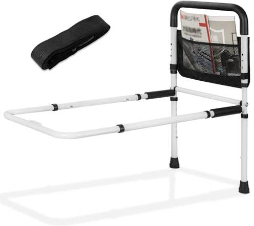 OUUTMEE Barrière de Lit avec Pied d'Appui, Réglable en Hauteur, Max. 150 KG