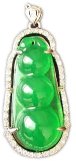 Collier pendentif en Jade vert Feng Shui naturel, pour Wen, véritable Yoga, haricot de Fortune, S925