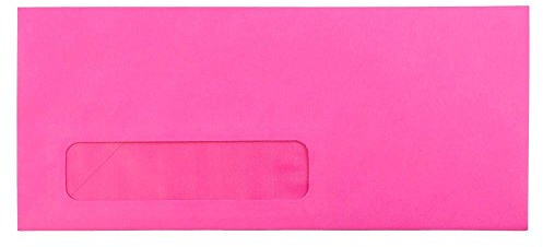 JAM PAPER #10 Business Colored Window Envelopes - 4 1/8 x 9 1/2 - Ultra Fuchsia Hot Pink - Bulk 250/Box