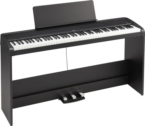 KORG B2SP Digitalpiano, Keyboard, E-Piano (mit Ständer, Notenpult, 3er Pedaleinheit und Lernsoftware zum Üben), USB Midi/Audio-Anschlüsse, schwarz