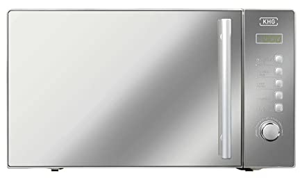 KHG Mikrowelle MW-20GSD mit Grill 20l aus Edelstahl, schimmert je nach Lichtreflex schwarz oder silberfarben, 8 Automatikprogramme, bis 1.270 Watt, Spiegelglastür, Digitalanzeige, Kindersicherung