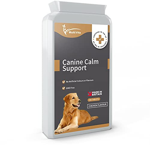 Canine Calm Pet Calming 120 Chicken Flavour Chewable Tablets | Contains Taurine, Inositol, L-Theanine, Vitamin B1, Ginger & Magnesium