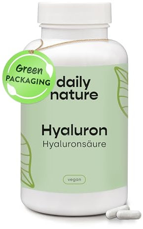 dailynature Hyaluronsäure 90 Kapseln | 1.100 kDa | hochdosiert mit 500 mg Natrium Hyaluronat pro Kapsel | vegan | ohne unerwünschte Zusätze | glutenfrei | laktosefrei