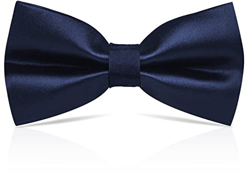 Vorgebundene Fliege für Herren, Smoking-Fliege, verstellbar, formelle Halsfliege, Satin-Fliege, reine Farbe, formelle Fliege mit Hakenverschluss und verstellbar für Party-Hochzeitsgeschäft (Navy Blau)