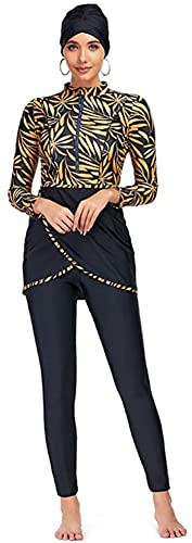 Traje de baño musulmán para Mujer Traje de baño Modesto de Manga Larga Traje de baño árabe islámico Hijab Burkini(XL, Z1)