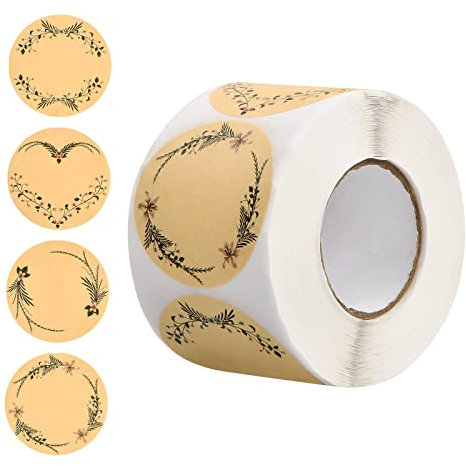 500 Pezzi Etichetta Adesiva Fatta a Mano, 5CM Adesivo Rotondo in Carta Kraft, Round Regalo Stickers Personalizzati, Rotolo di Etichette Decor per Marmellate Sacchetti Regalo Matrimonio