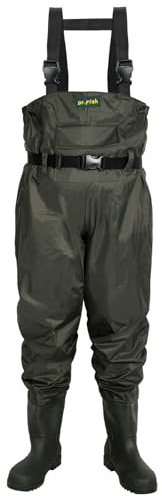 Dr.Fish Fishing Waders Waterpoof Chest Waders With Boots for Man Women Crosswater with Belts for Fly Coarse Carp Fishing Gardening Farming Hunting UK Size 11