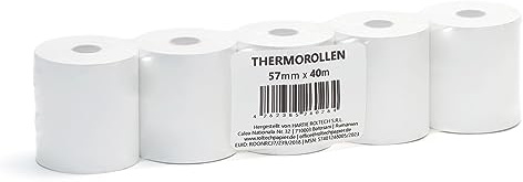 ROLTECH | 5 termopappersrullar | 57 mm x 40 m x 12 mm | BPA-fri | EC Cash | kassarullar | termopapper | kvittorullar | premiumkvalitet (5)