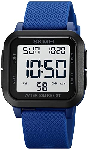 Gosasa Squar Women's Men's Digital Watch Big Numbers Dial Multifunction Large Face Waterproof LED Watches