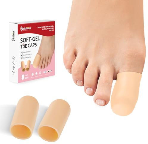 Bukihome 8 Stück Gel-Zehenkappe, Großzehenschutz für Damen und Herren – polstert und schützt die Zehen, lindert Zehenschmerzen durch fehlende Zehennägel, Hühneraugen, Blasen (große Größe)