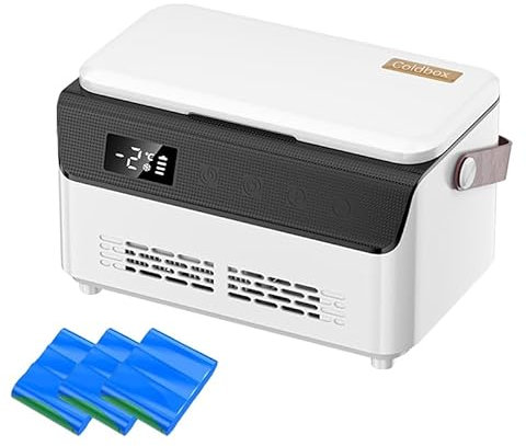 Yopyuenn Glacière à insuline - Mini réfrigérateur portable - 0-8 °C - Contrôle intelligent de la température - Écran LCD - Sac isotherme médical à domicile pour voiture, voyage - Avec 3 piles