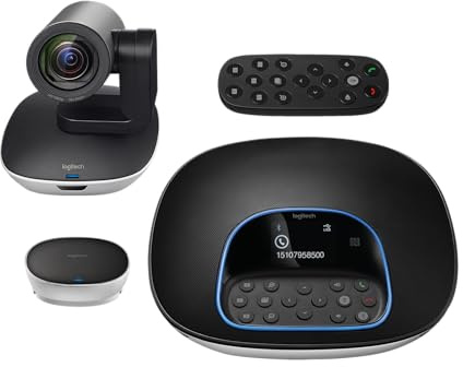 Logitech Group Video Conferencing System, 960-001057 (Renewed) | FullHD PTZ Camera, Omnidirectional Beamforming Speakerphone, Remote Control & Hub, Wall / Table Mount, USB Plug-And-Play