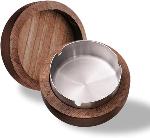 Hölzern Windaschenbecher,Aschenbecher, Aschenbecher mit Deckel, Silber,Winddichter Geruchsdicht, Gelten Bar, Wohnzimmer, Büro, Die Party