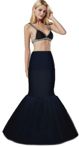 Cancan Enaguas cancán, Sirena Aro Enagua de Capa Tul Bridal Vestido de Novia, Media Falda para Mujer, Longitud del suelo Underskirt de La Boda de Las Mujeres,Trompeta Petticoat Crinolina(Negro,34)