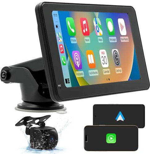 Aurevita Autoradio Carplay Wireless Andriod Auto, Schermo per Auto con 7 Pollici Touchscreen Monitor, Stereo Auto con BT/AUX, Mirror Link, Navigatore GPS, Assistente Vocale, L1