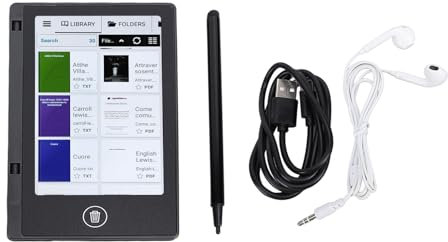 Lecteur de Livre électrique, écran Tactile LCD Couleur 5 Pouces, Mémoire 8G, WiFi, BT, FM, Appels Vocaux, Gmail, Lecteur électronique Léger pour Soins Oculaires, étui et
