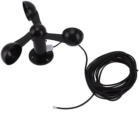 Wind Speed Sensor 3 Cups Wind Speed Detector 4cm Mounting Hole Anti Interference with 8M Cable Anemometer Sensor Wind Speeds Cup for Outdoor