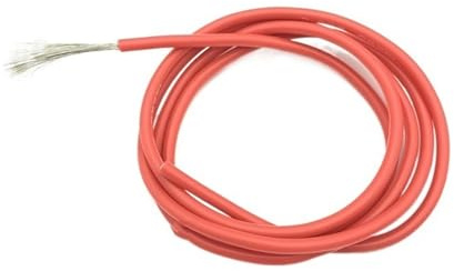 Silicone high-voltage cable, 5 Meters 600V Silicone Rubber Insulated Tinned Copper Electrical Wire, 7-30 AWG(12 Awg,RED)