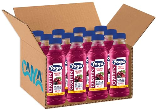 Yoga Frutti Rossi ZERO Succo di Frutta al Gusto Frutti Rossi Senza Zuccheri Aggiunti 500ml [PACK con 12 Bottiglie]