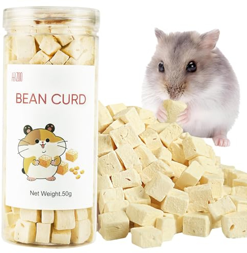 Abizoo Freeze Dried Tofu for Hamsters High Protein Low Fat & Balanced Minerals Grain Free Single Ingredient Natural Treats Enrichment Treats for Rabbits Guinea Pigs & Small Pets 1.76oz