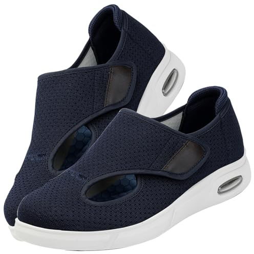 AEHO Zapatos Mujer Ancho Especial Deportivas Hombre Especiales para Juanetes de Zapatillas pie Diabetico Fascitis Plantar Caminar Zapatilla Sanitaria,Azul,40 EU