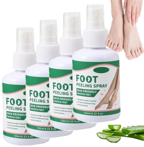 Fotpeelingspray,kylande förhårdnadsborttagningssprayer exfolierar omedelbart torra och spruckna fötter,luktneutraliserande skospray för män och kvinnor,dagliga fotsprayer fräschör och len hud (4 PCS)