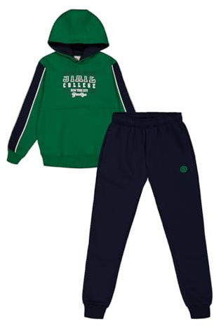 ALPHADVENTURE - Chándal Niño Completo, Conjunto Deportivo, Set 2 Piezas Sudadera y Pantalón Deportivo, Chándal para Colegio - Tallas desde los 6 hasta los 14 años. (12 Años, Vrerde y Azul)