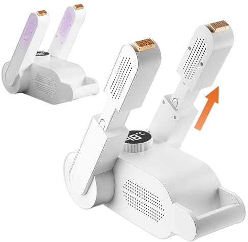 flintronic Secador de Zapatos Eléctrico Secador, Antibacteriano Calentador Eléctrico Temporizador, Plegable para Guantes, Zapatos, Fútbol, Calcetines (Blanco)