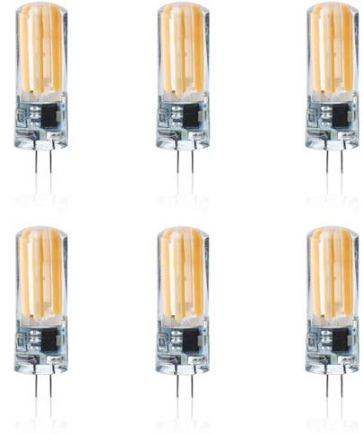 g4 led 230V Stiftsockellampe dimmbar kaltweiß, 6er Pack, 5W Ersetzt 40W leuchtmittel,400lm,6500K,COB,LED Lampen,Stiftlampe. >Bitte Beachten< 230V Leuchtmittel nicht geeignet für 12V Trafo Lampen