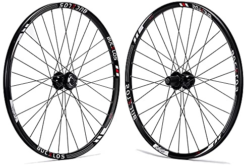 BUCKLOS Mountain Bike Wheelset 26/27.5/29 Inch, Aluminum Alloy Rim 32H Disc Brake MTB Wheelset, Quick Release Front Rear Wheels Black Bike Wheels, Fit 8-10 Speed Cassette Bicycle Wheelset