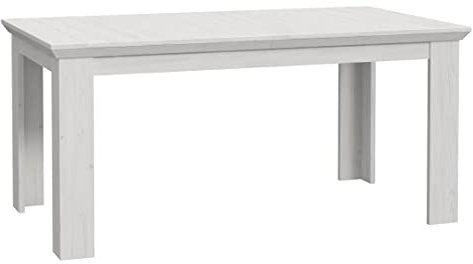 Newroom Esstisch Pinie Weiß Ausziehbar Landhaus Modern - 160x75x90 cm (BxHxT) - Tisch Eszimmertisch Küchentisch - [Tambika.Seven] Esszimmer Küche Wohnzimmer Wohnstube