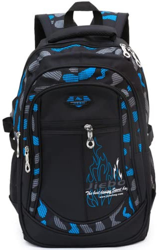 SOMBLG Jungen Schultasche Teenager Schulrucksack Jugendliche Rucksack Schule Daypacks Kinder Groß Schulranzen Wasserdicht (Blau)