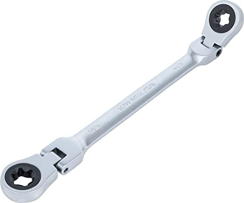 BGS 71028-14X18 | Llave combinada doble con carraca | angulable | con cabezas de anillo de perfil E | E14 x E18