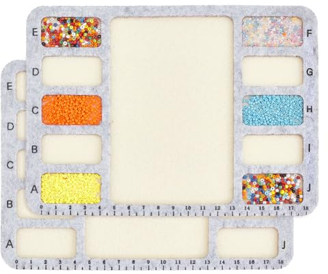 BENECREAT 2Pcs Felt Beading Mat, Rectangle Felt Bead Design Boards with Centimeter Alphabetic Scale Beads Tray Bead Pads for Art Crafts Jewelry Making Beading Supplies, 20x15cm