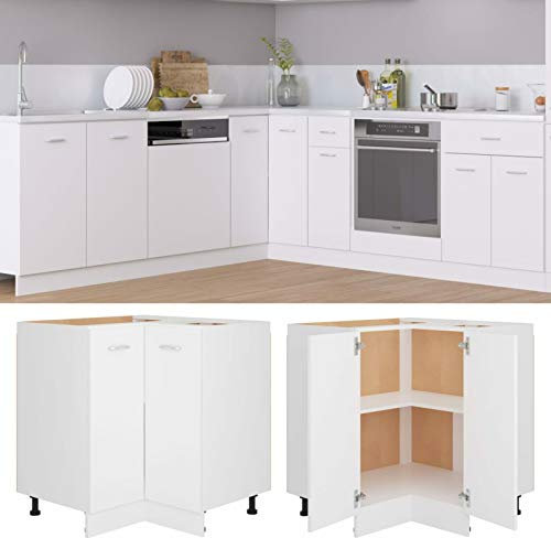 GuyAna Armario Inferior Esquina Madera contrachapada Mueble Esquinero Cocina Mueble Esquinero 75,5x75,5x80,5 cm