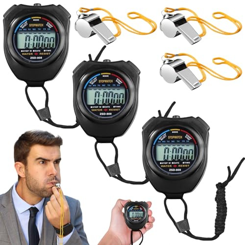 Cronómetro digital deportivo, 3 unidades de cronómetro digital impermeable, cronómetro deportivo, pantalla grande, cronógrafo despertador para entrenamiento, entrenamiento, fitness, correr, color