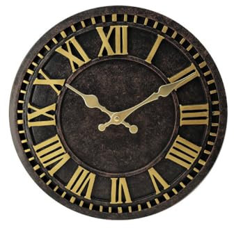 Wooauto Outdoor Wanduhr 30cm/11.8inch Retro Wanduhr Wanduhren Gartenuhr Wetterfest für Heimdekoration Römische Ziffern Kunstharz Wanduhr Moderne Wanduhr Bahnhofsuhr,Schwarz