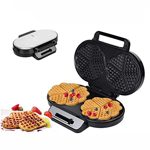 Heart Waffle Maker - 10 Heart-Shaped Waffles Iron with Adjustable Browning Control - Non-Stick Electric Waffle Griddle for Perfect Breakfasts