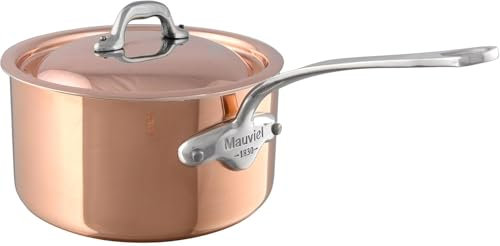 Mauviel M'Heritage 150 S 1.5mm Polished Copper & Stainless Steel Sauce Pan With Curved Lid, And Cast Stainless Steel Handle, 1.9-qt, Made In France